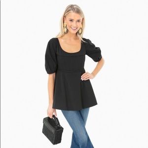 NWT Tuckernuck Black Nealy Peplum Blouse